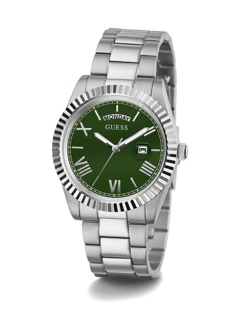 GUESS Men's Green Dial Silver Tone Case Quartz Watch GW0265G10 - 42mm - Image 1